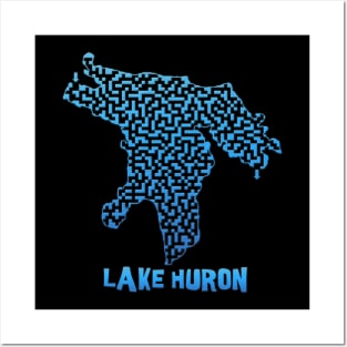 Lake Huron Outline Maze & Labyrinth Posters and Art